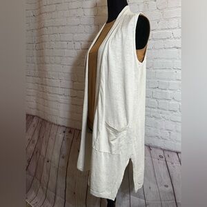 J. Jill sleeveless Cream linen Cardigan size M